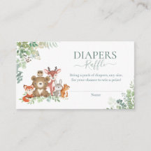 Woodland animals greenery boy shower diaper raffle