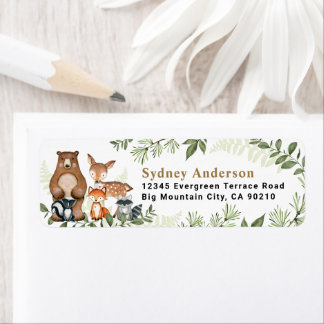 Woodland Animals Greenery Forest Return Address  Label
