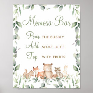 Woodland Animals Greenery Mum-osa Momosa Bar  Poster
