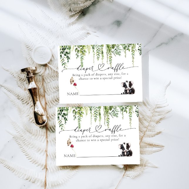 Woodland Animals Greenery Mushroom Baby Shower  Enclosure Card (Creator Uploaded)