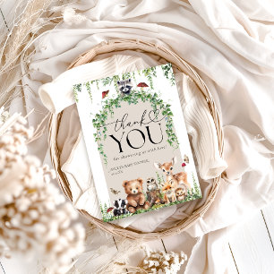 Woodland Animals Greenery Mushroom Baby Shower Thank You Card