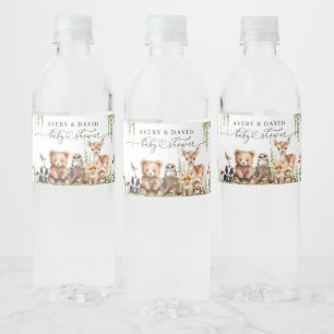 Woodland Animals Greenery Mushroom Baby Shower Water Bottle Label