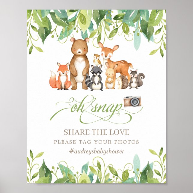 Woodland Animals Greenery Oh Snap Share the Love Poster (Front)