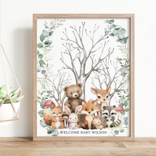 Woodland Animals Greenery Thumbprint Guestbook (Creator Uploaded)