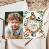 Woodland Animals Greenery Wild One 1st Birthday