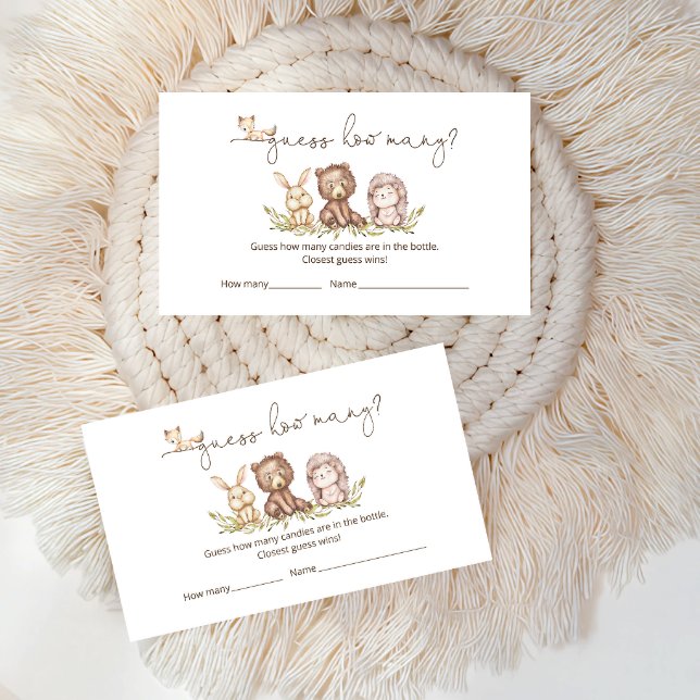 Woodland Animals Guess How Many Baby Shower Game  Enclosure Card (Creator Uploaded)