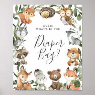 Woodland Animals Guess What's in the Diaper Bag Poster