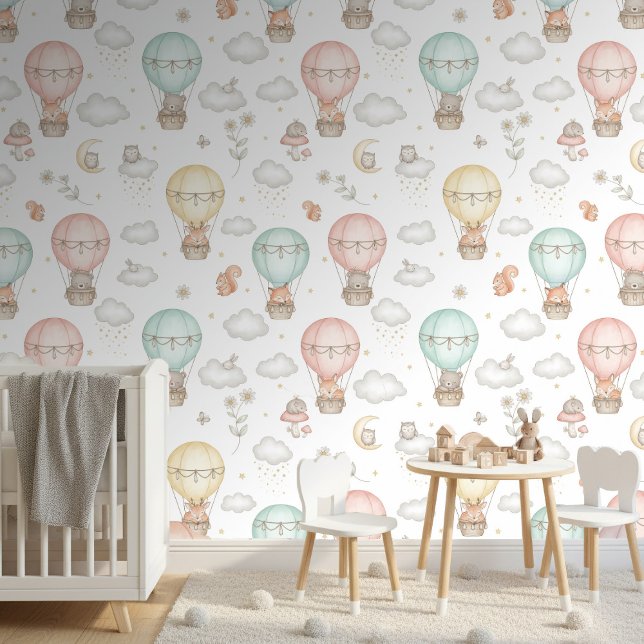 Woodland Animals Hot Air Balloon Pattern ID1230 Wallpaper (Creator Uploaded)