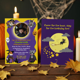 Woodland Animals in Costume Photo Kids Birthday Invitation