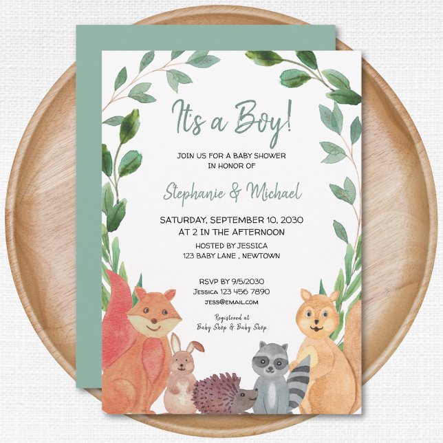 Woodland Animals It's A Boy Couples Baby Shower Invitation (Creator Uploaded)