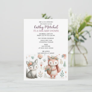 Woodland Animals "Its a Girl" Baby Shower  Invitation