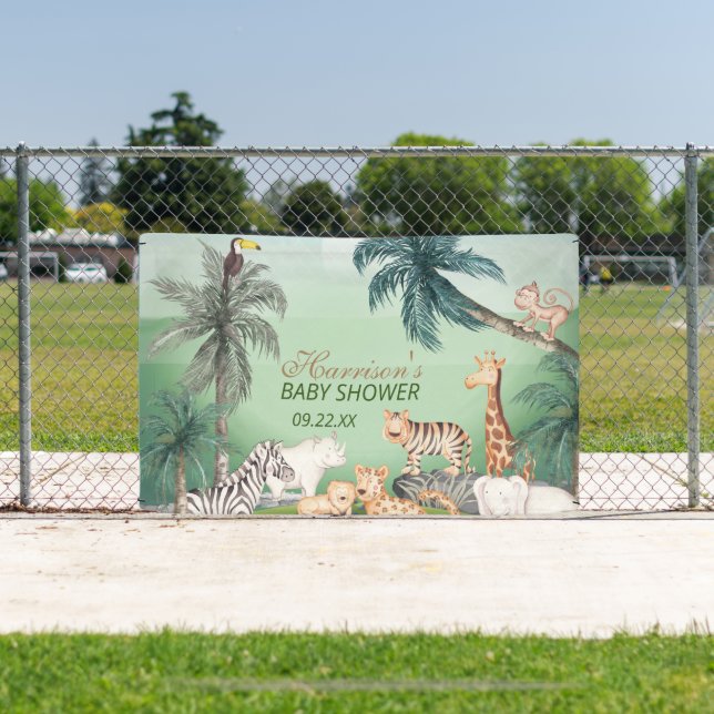 Woodland Animals Jungle Greenery Baby Shower  Banner (Insitu)