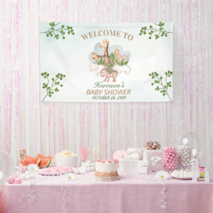 Woodland Animals Jungle Greenery Baby Shower  Banner