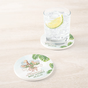 Woodland Animals Jungle Greenery Baby Shower Coaster