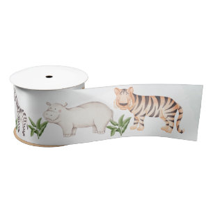 Woodland Animals Jungle Greenery Baby Shower  Satin Ribbon