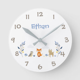 Woodland Animals Kids Nursery Wall Clock