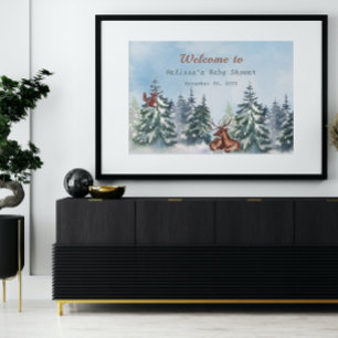 Woodland Animals Landscape Adventure Baby Shower Banner