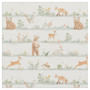 Woodland Animals minimal soft wild nature nursery Fabric