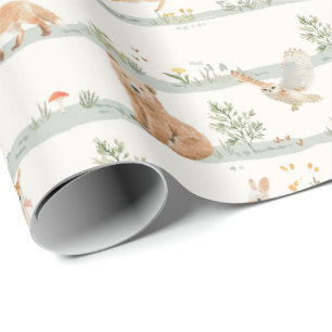 Woodland Animals minimal soft wild nature nursery Wrapping Paper