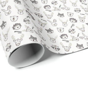 woodland Animals minimalist Neutral cute nursery Wrapping Paper