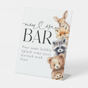 Woodland Animals Modern Baby Shower Bar Pedestal Sign