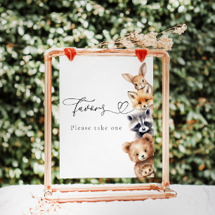 Woodland Animals Modern Baby Shower Bar Poster