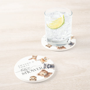 Woodland Animals Modern Baby Shower Coaster