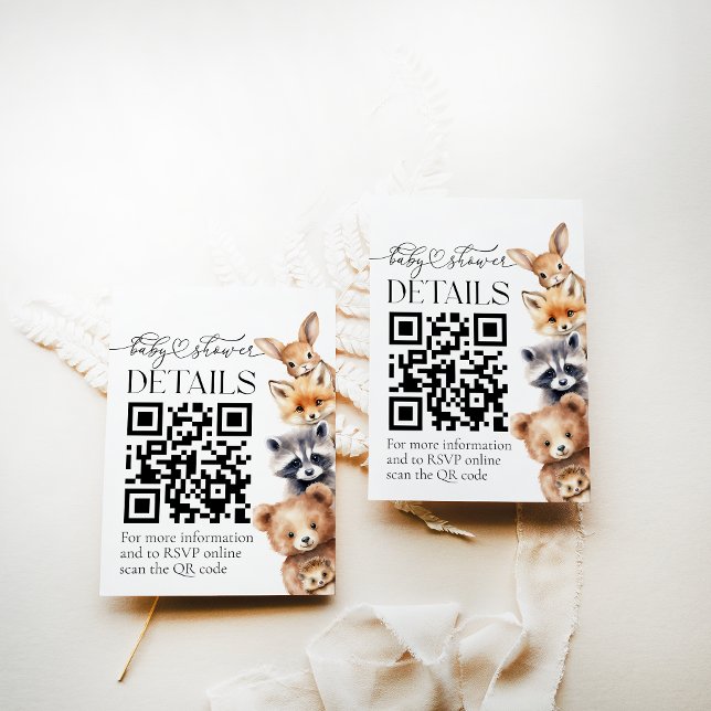 Woodland Animals Modern Baby Shower DETAILS Enclosure Card (Creator Uploaded)