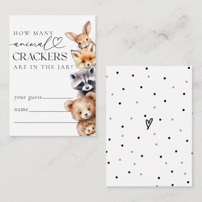 Woodland Animals Modern Baby Shower Game Enclosure Card (Front/Back)