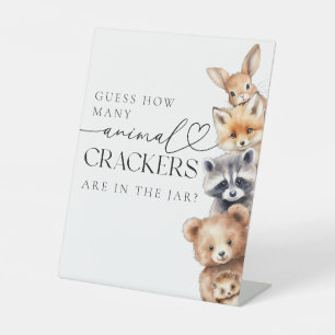 Woodland Animals Modern Baby Shower Game Pedestal Sign