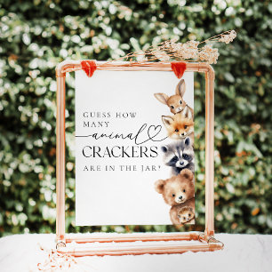 Woodland Animals Modern Baby Shower Game Poster