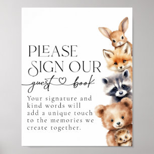 Woodland Animals Modern Baby Shower Guest Book