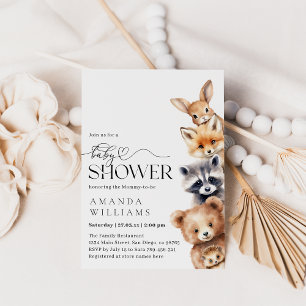 Woodland Animals Modern Baby Shower Invitation