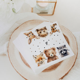 Woodland Animals Modern Baby Shower Napkin