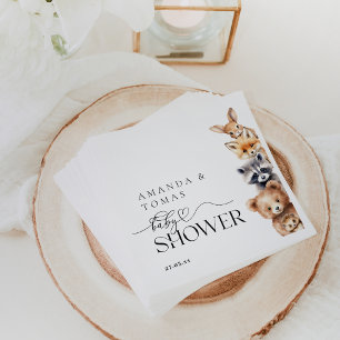Woodland Animals Modern Baby Shower Napkin