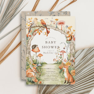 Woodland Animals Mushroom Garden Baby Shower Invitation