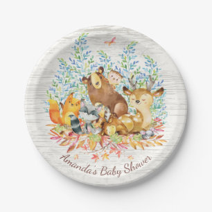 Woodland Animals Neutral Baby Shower 7" Plate