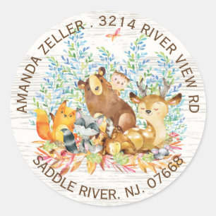 Woodland Animals Neutral Baby Shower Address Label