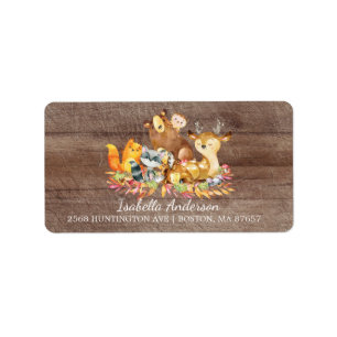 Woodland Animals Neutral Baby Shower Address Label