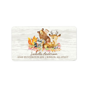 Woodland Animals Neutral Baby Shower Address Label