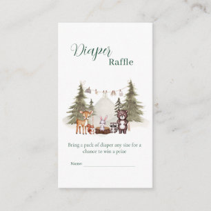 woodland animals neutral baby shower diaper raffle enclosure card