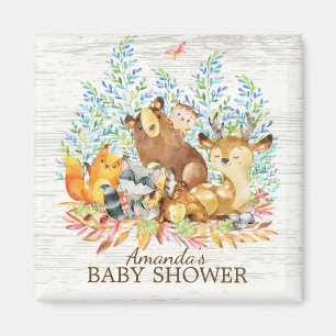 Woodland Animals Neutral Baby Shower Favour Magnet