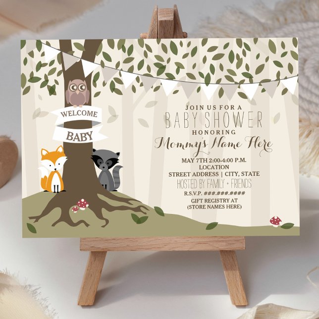 Woodland Animals Neutral Baby Shower Invitation (Creator Uploaded)