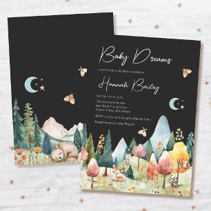 Woodland Animals Night Forest Scene Baby Shower Invitation