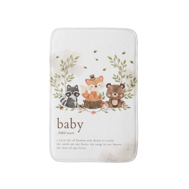 Woodland Animals Nursery Baby Definition Bath Mat (Front Vertical)