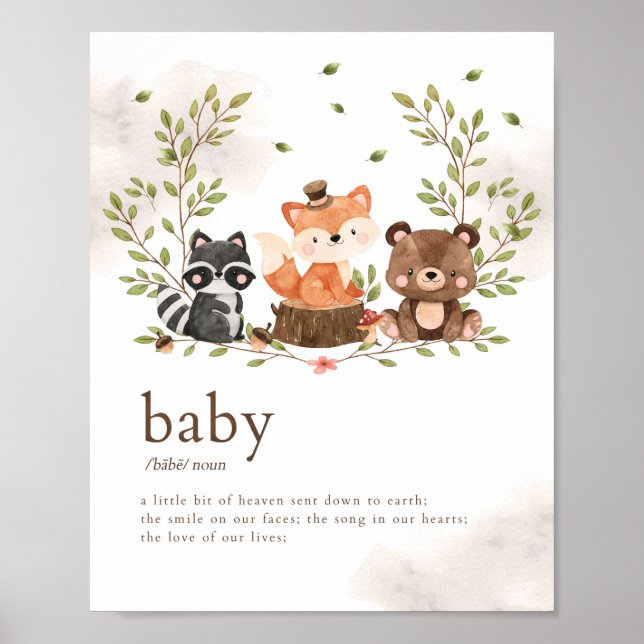 Woodland Animals Nursery Baby Meaning Poster (Front)