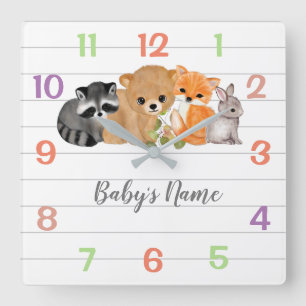 Woodland Animals Nursery Decor Wall Clock