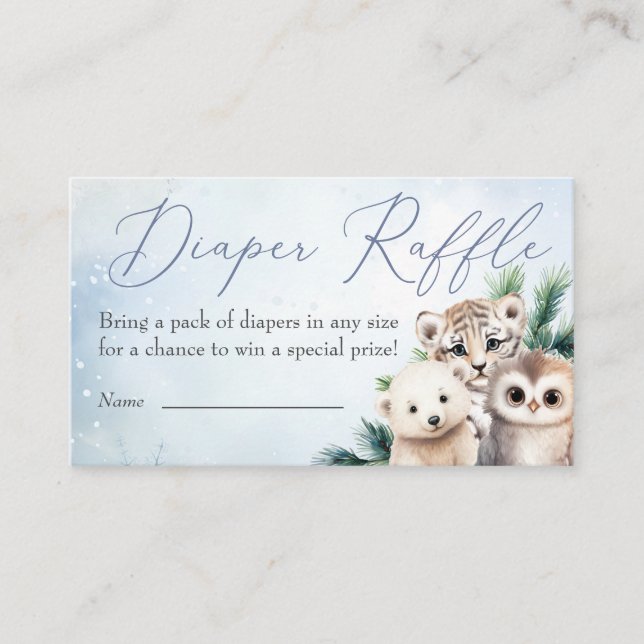 Woodland Animals Oh Baby Winter Diaper Raffle Enclosure Card (Front)