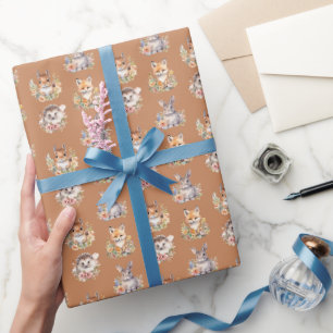 Woodland Animals on Carmel Apple Wrapping Paper