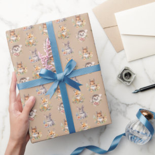 Woodland Animals on Cashmere Wrapping Paper